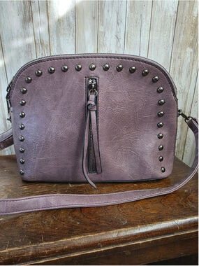 Women's SAM & HADLEY Purple Studded Crossbody Bag One Size